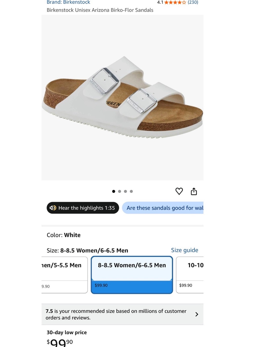 Birkenstock Kids White Double-Buckle Sandals